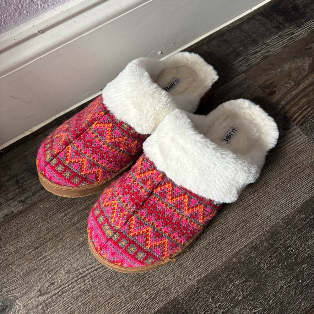Born Fair Isle‎ Faux Fur Scuff Slippers